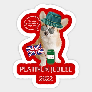 Funny Platinum Jubilee Corgi Sticker